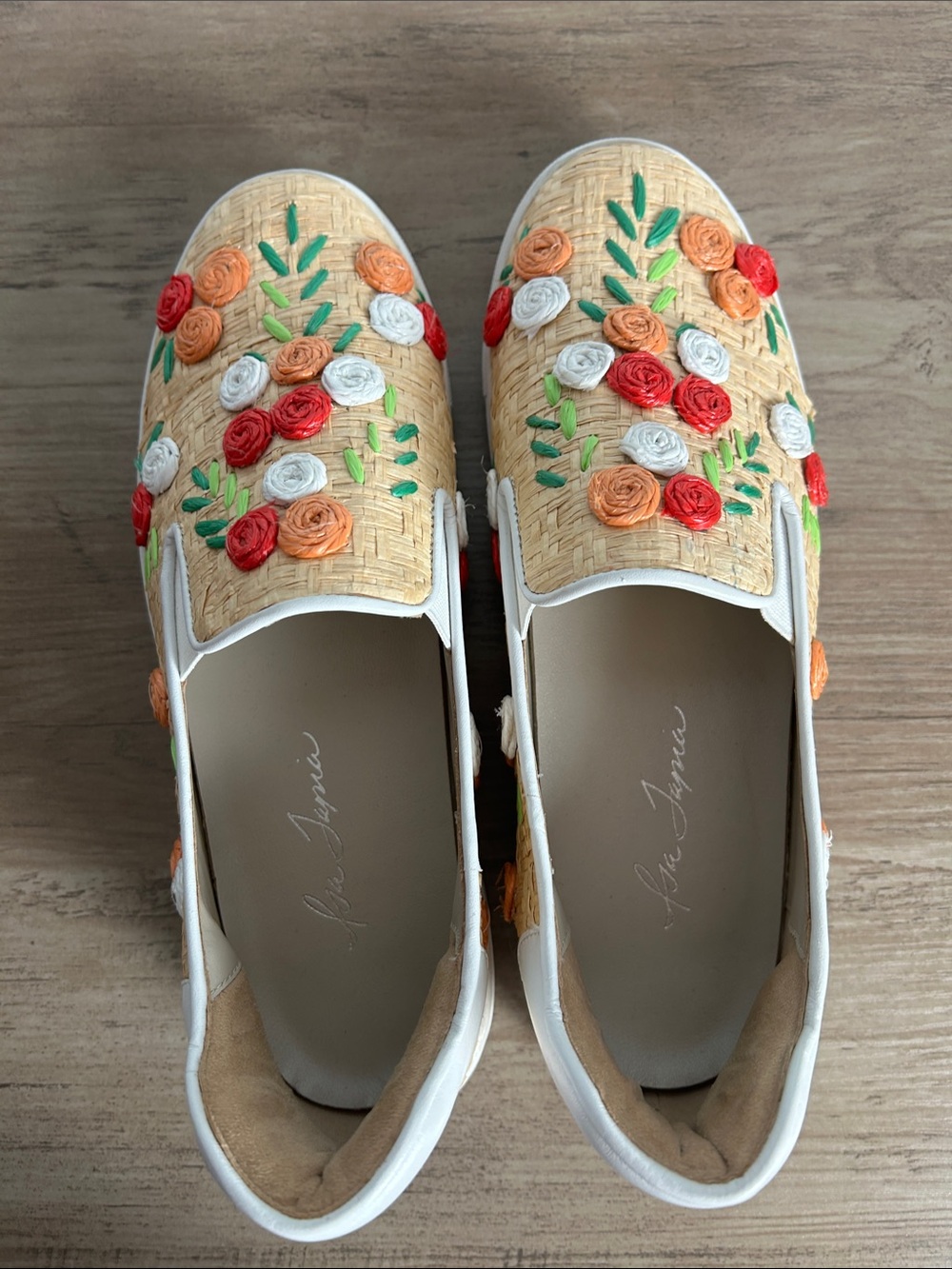 Isa Tapia Frida Raffia Slip On Sneakers
